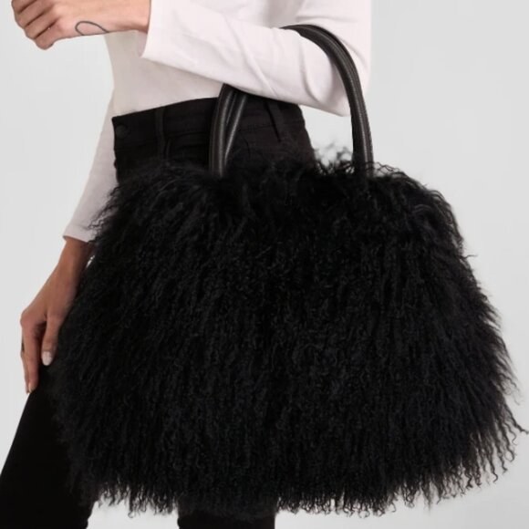 LUCKYCOUTURE Handbags - Luxuriously Soft and Fluffy Mongolian Shoulder Tote Handbag